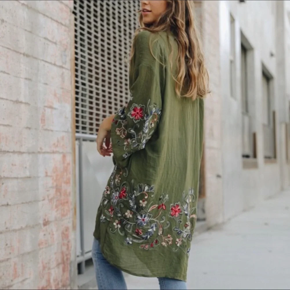 Floral Embroidered Kimono - Picture 4 of 8